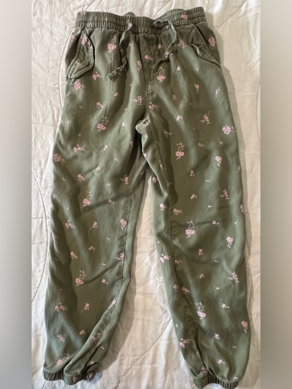 GAP Kids Olive Green Floral Jogger Pants